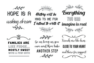 Set of Calligraphy sayings for print. Vector Quotes about strenght and life power