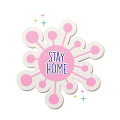 stay home lettering in particle covid19 pandemic stickers