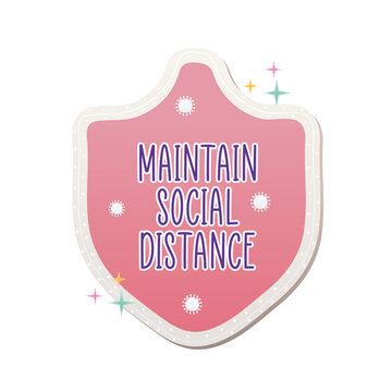 maintain social distance lettering covid19 pandemic stickers in shield