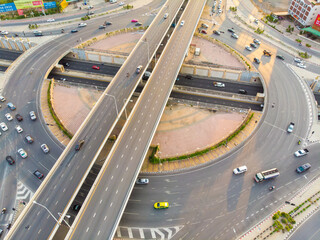 Modern city transportation with Expressway, road and Roundabout