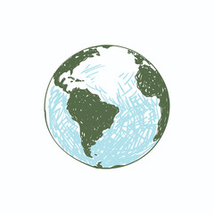 Hand drawn globe earth south America and Africa continent vector illustration