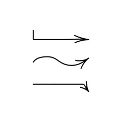 Three black curved arrows. Targeting a specific object. For presentation or training material. Isolated elements on a white background. Vector.

