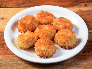 Healthy vegan homemade coconut cookies also known as coconut macaroons. Healthy vegan food concept.