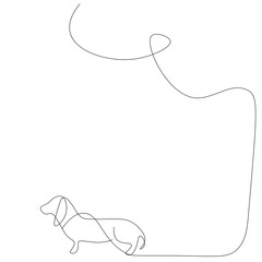 Dog line drawing on white background. Vector illustration