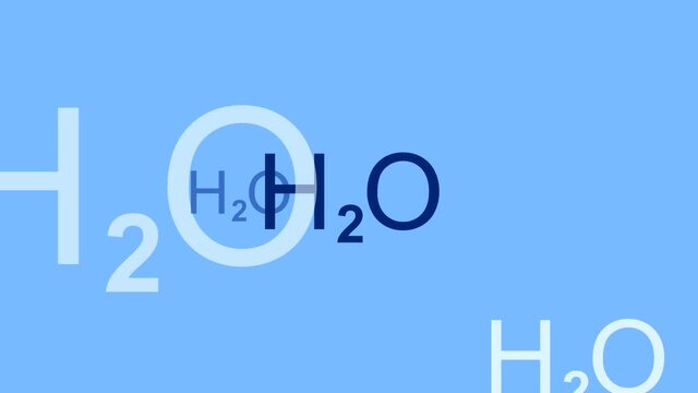Animation with water chemical formula H2O (seamless loop)