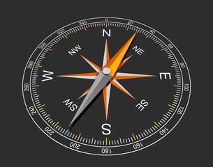 Kompass auf schwarzem Hintergrund