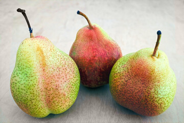 three tasty healthy pears as delicious snack