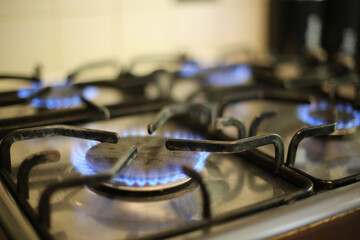 burning gas stove