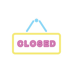 closed neon sign icon, colorful design