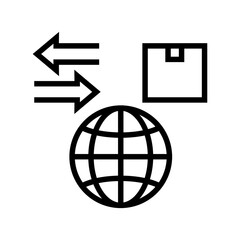 world import and export line icon vector. world import and export sign. isolated contour symbol black illustration