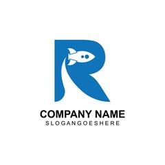 Fototapeta premium Letter R Rocket Logo Template Design Vector