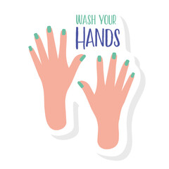 wash your hands lettering campaign with hands woman