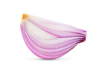 sliced red onion on white background