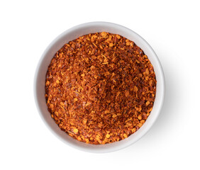  pepper powder spice in white bowl isolated on white background