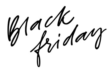 Black Friday - handwritten inscription. The concept of holiday discounts and sales in retail. Isolated on white