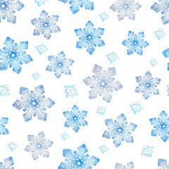 Watercolor pattern with snowflakes. christmas seamless pattern, snow