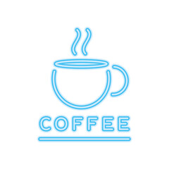 coffee neon sign icon, colorful design