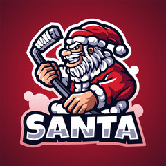 Santa esport mascot logo design 