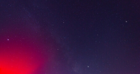 Panorama blue night sky milky way and star on dark background.Universe filled with stars, nebula and galaxy with noise and grain.select white balance.selection focus.amazing.