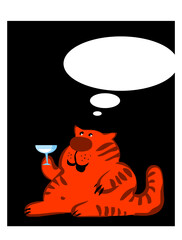 Fat ginger cat makes a wise speech. Vector image for illustrations.