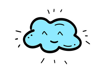 happy cloud doodle, hand drawn, vector illustration