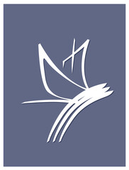 Stylized drawing of a sailing boat. Logo template. Vector image for logo and illustrations.