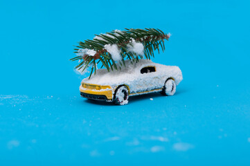 A car covered in snow. Miniature color play