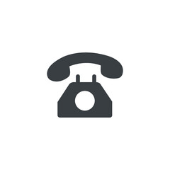 Black and white isolated illustration of telephone icon