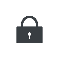 Black and white isolated illustration of closed lock icon