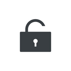 Black and white isolated illustration of open lock icon