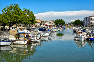 Fototapeta na wymiar Port of Beaucaire, a commune in the Gard department in the Occitanie region of southern France