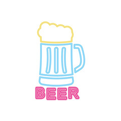 beer neon sign with beer mug icon, colorful design