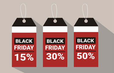 Black friday tags collection. Sale promotion and gift card vectors in different shapes.