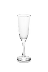 Empty transparent glass goblet isolated on white background