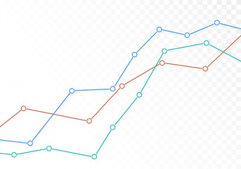 Illustration of a transparent line growing graph. Suitable as a background for a banner about stock trading and the economy. Space for your text, vector