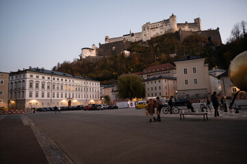 Obraz na płótnie Canvas Kapitelplatz with Festung Hohensalzburg in the City of Salzburg