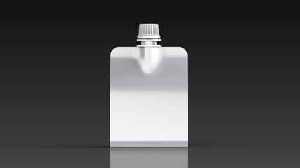 Spout pouch black background front 3d rendering