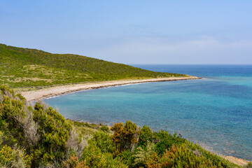 Fototapeta na wymiar Coastal path to Plage des Iles, Cap Corse. Corsica, France
