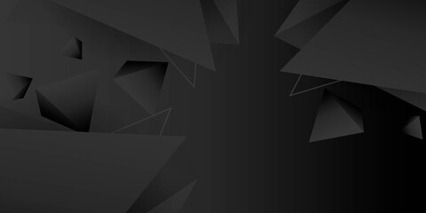 Abstract dynamic black with triangle 3D style background design. Graphic design template