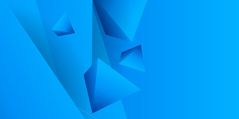 Blue triangle shapes composition geometric abstract background. 3D shadow effects and fluid gradients. Modern overlapping forms 