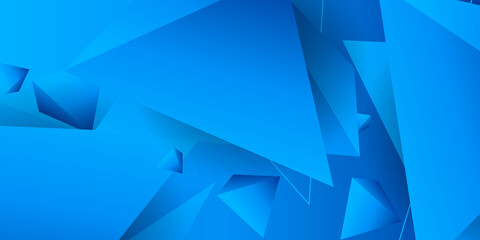 Blue triangle shapes composition geometric abstract background. 3D shadow effects and fluid gradients. Modern overlapping forms 