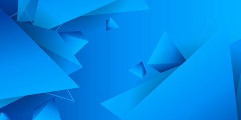 Blue triangle shapes composition geometric abstract background. 3D shadow effects and fluid gradients. Modern overlapping forms 
