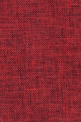 Fototapeta premium Dark red fabric texture, textile backgrounds. Abstract cloth pattern, thread weave. Structure of threads. Coarse cotton linen surface.