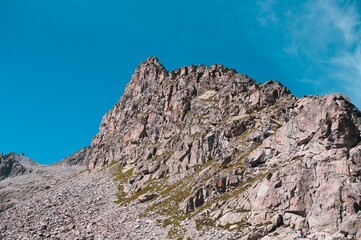 The peak of a rocky mountain on the Italian Alps (Trentino, Italy, Europe)