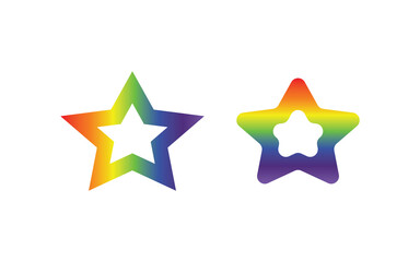 Stars bright rainbow retro colors. Colorful icon smooth design vector template element