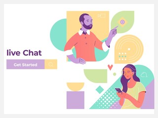 Live chat service, social media communication, networking, chatting, messaging isometric concept for web landing page, ui, mobile app, banner template