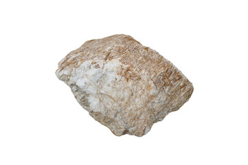 Quartz Stone, White quartzite rock isolated on a white background. Silica Quartz Stone.