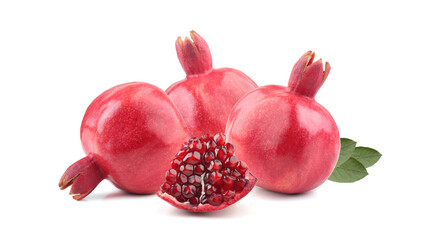 Pomegranates isolated on white