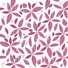 fabric design repeated floral pattern, seamless pattern. pink, leaves with light purple background vector illustration textile.