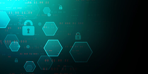 2d illustration Safety concept: Closed Padlock on digital background